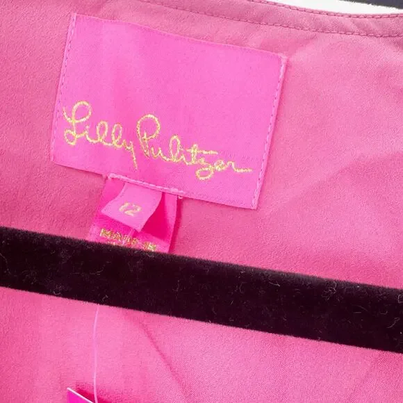 Lilly Pulitzer Women's Aura Pink Cristiana Dress Long Sleeve Dress Size 12 NWT